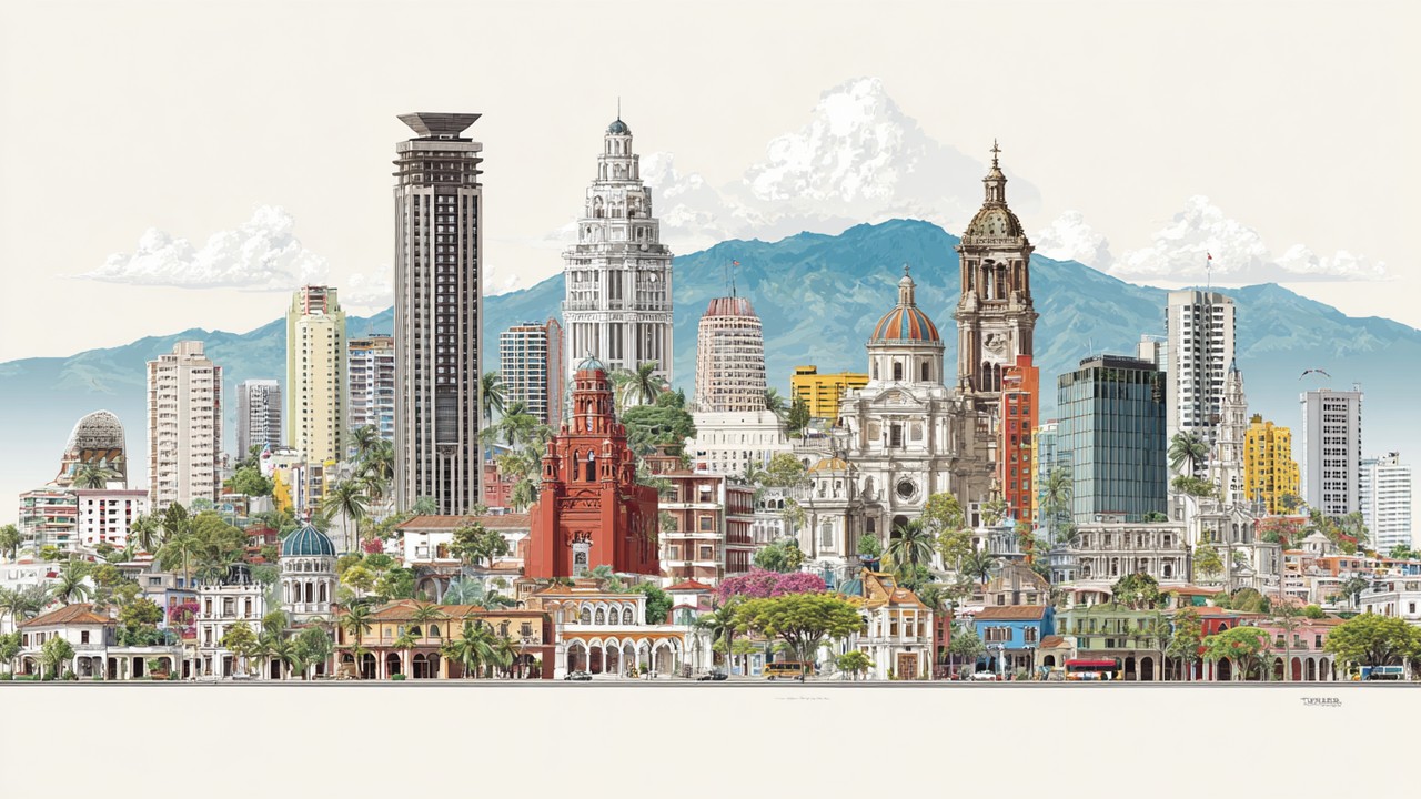 Vibrant cityscape collage of Mexico City, Guadalajara, and Tijuana with modern medical clinics, highlighting medical tourism and healthcare.