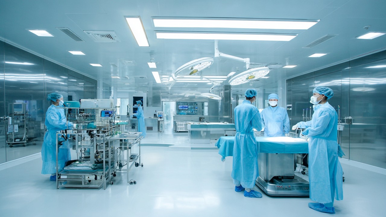 ภาพสถานพยาบาลศัลยกรรมกระดูกในประเทศไทย พยาบาลและแพทย์ในชุด PPE เตรียมพร้อมสำหรับการผ่าตัดในสิ่งแวดล้อมปลอดเชื้อและทันสมัย